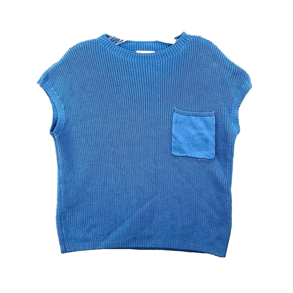 KIRUNDO Knit Sweater Vest Womens Large Blue Cotton Corpore Outdoor Boho Preppy